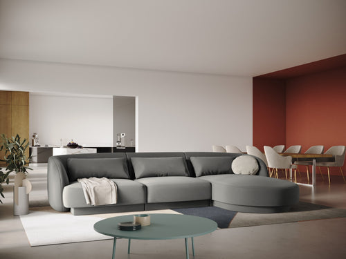 Cosmopolitan Design rechter hoekbank Tulum 4-zits, flueel, lichtgrijs - 156x255x70cm