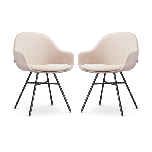 Nolon Noa-Mae Eetkamerstoelen Set van 2 - Beige - Zwarte Poten - vtwonen shop