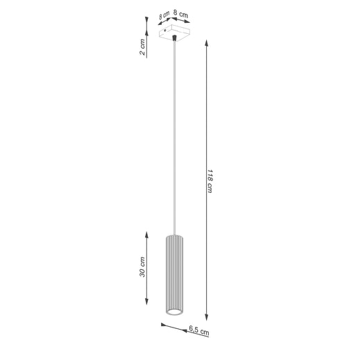 Sollux Lighting Hanglamp KARBON 1 ultramarijn - 8x8x118cm