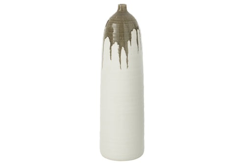 J-Line vaas Olea Fles - olijfgroen/wit - large - 67.5 cm hoog