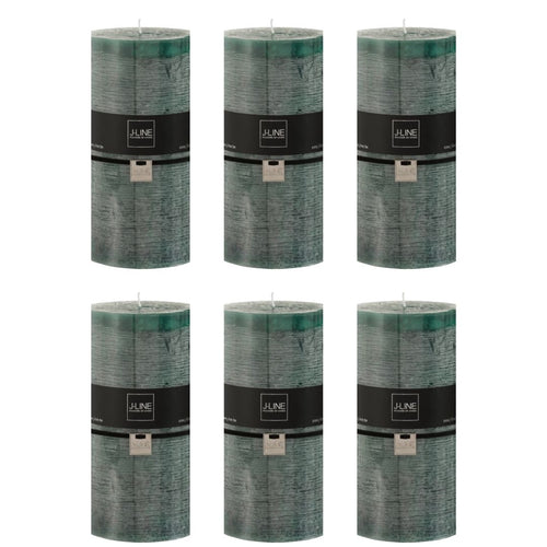 J-Line cilinderkaars - donkergroen - XXL - 150U - 6 stuks