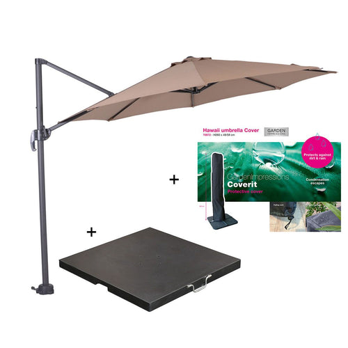Garden Impressions zweefparasol Hawaii S taupe Ø300 cm incl 60 kg voet en hoes - vtwonen shop