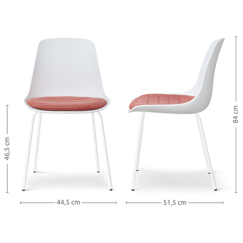 Nolon Nora-Liv Eetkamerstoel Wit - Terracotta Kussen - Witte Poten - vtwonen shop