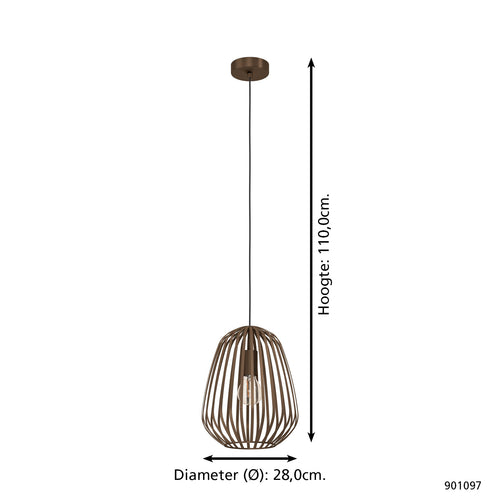 EGLO hanglamp Espinal - e27 - ø 28 cm - brons - staal - vtwonen shop