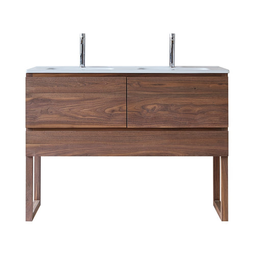 Tikamoon Badkamermeubel van massief notenhout 120 cm - Donkerbruin