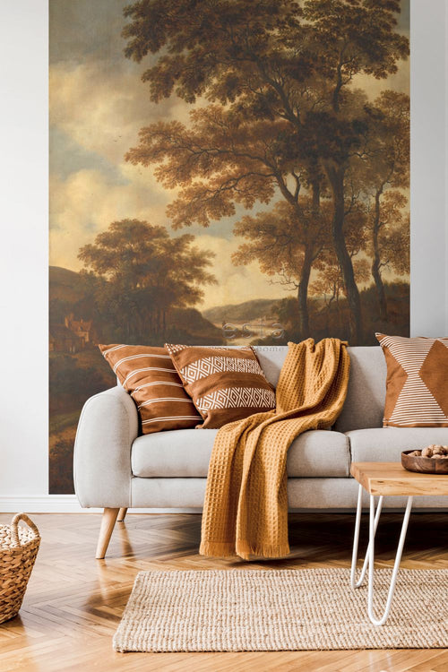 ESTAhome fotobehang bosrijk landschap oranje - 186 x 279 cm - 158883