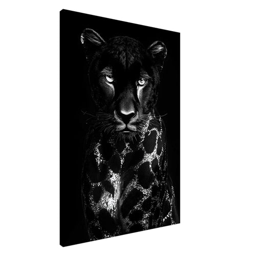 Artfulprints Canvas Panther portrait canvas - 60x90 cm - Zwart / Wit