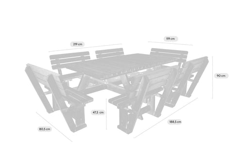 MaximaVida luxe houten picknicktafel Tallinn 300 cm met 6 rugleuningen - vtwonen shop