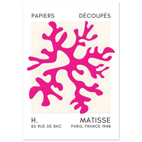 Artfulprints Poster Matisse – Dreamy coral flower pink   - A4 21x29.7 cm - Roze