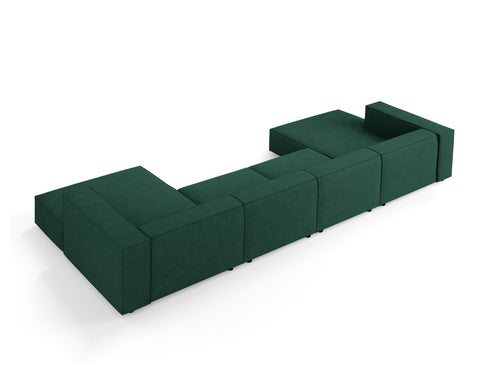 Cosmopolitan Design Panoramische bank Arendal 6-zits, chenille met ribbeleffect, flessengroen - 166x364x70cm