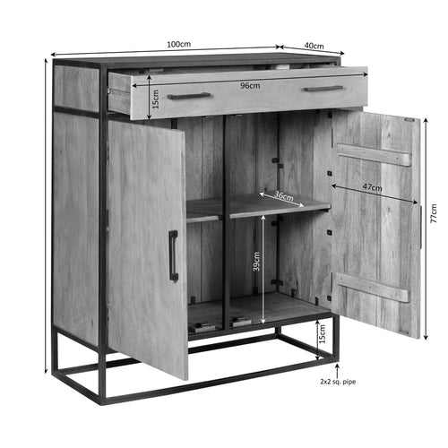 StarFurn Kabinetkast Denver - Naturel Hout - 2-Deurs - 100x40x115cm - vtwonen shop