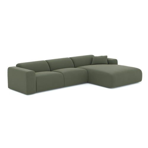 Sia Home - Grote hoekbank MYRA - kruispatroonweefsel olijfgroen 280cm