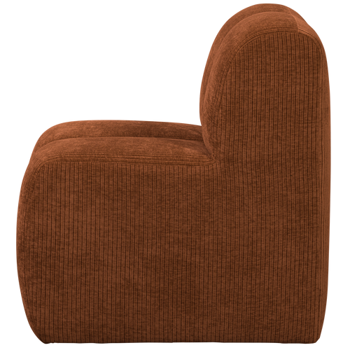 WOOOD eetbankje 84cm met rugleuning Mojo - Ribstof - Roestbruin