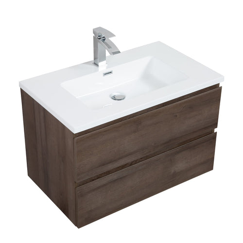 Badplaats Badkamermeubel Set Angela 80 cm – Bruin Eiken – Badmeubel met Wastafel