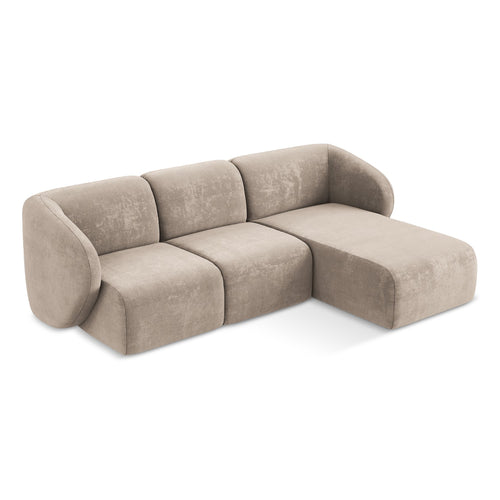 LaMiaSofa hoekbank rechts Cervo - chenille stof - donkerbeige - 248x166x86