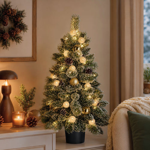 Black Box Trees Kunstkerstboom Kaprun met Versiering H90 x D61 cm - Kunstboom met Pot - Kunst Kerstboom voor Binnen - 120 Tips - Groen