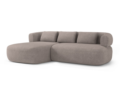 Micadoni - Linker hoekbank "Jenny" 5 zitplaatsen, boucle lichtbruin - 145x225x73cm