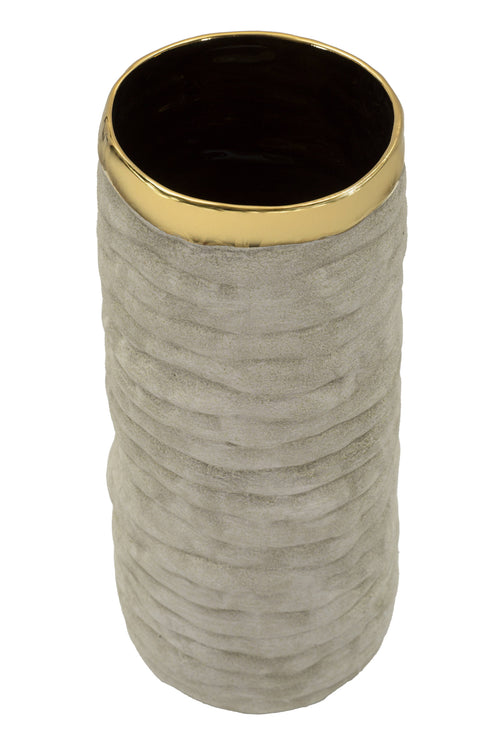 Mauro Ferretti vaas - 14x31,5 cm - beige/goud