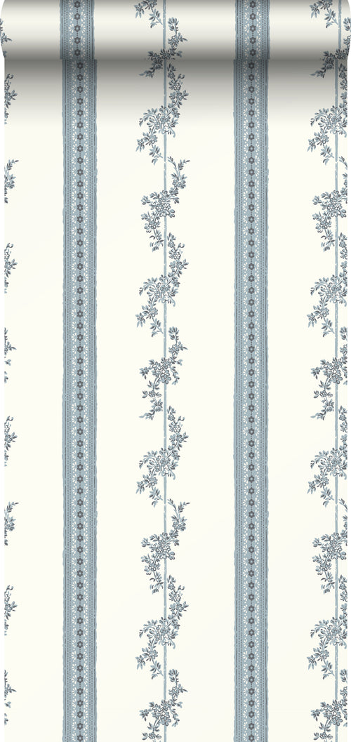 Borastapeter behang bloemen beige en blauw - 53 cm x 10.05 m - 660047 - vtwonen shop
