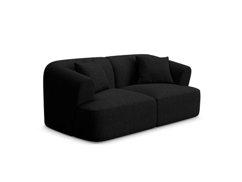 Cosmopolitan Design Modulaire bank Campi 2-zits, structurele stof zwart - 90x180x70cm