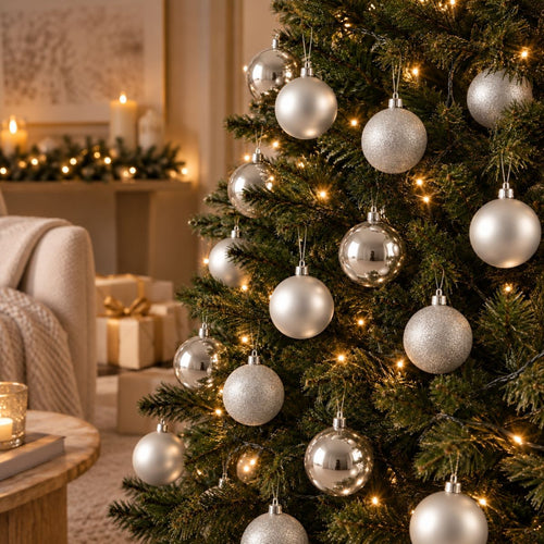 Mica Decorations Bal Onbreekbaar Zilver 46 Stuks - Kerstballenset met Diverse Formaten Ø4/6/8 cm - Onbreekbare Kerstballen van Gerecycled Polystyreen