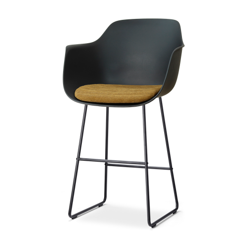 Nolon Nino-Liz barkruk zwart met mosgroen zitkussen - zwart onderstel - 75 cm