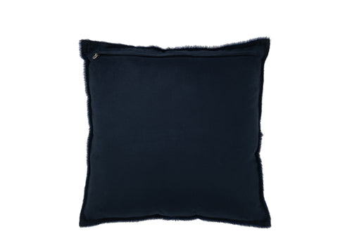 J-Line kussen Koehaar - leder - elektrisch blauw - vtwonen shop