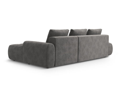 Cosmopolitan Design Converteerbare hoekbank rechts met opbergdoos Linz 3-zits, flueel grijs - 142x275x84cm
