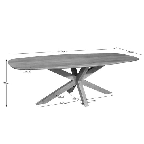 Starfurn Eettafel Nina - Deens Ovaal Naturel Hout - 210x100x76cm
