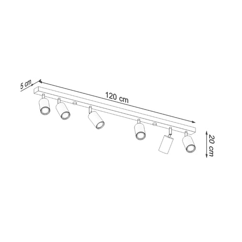 Sollux Lighting Plafondlamp BERG 6 naturel hout - 120x5x20cm