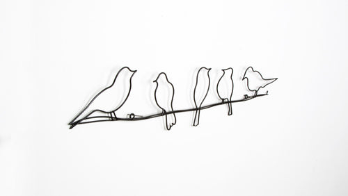 Art for the Home Metal Art - Vogeltjes op draad - Donkergrijs - 60x12,5cm - vtwonen shop