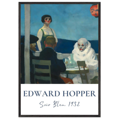 Artfulprints Poster met Lijst Edward Hopper - Soir bleu   - 70x100 cm - Blauw