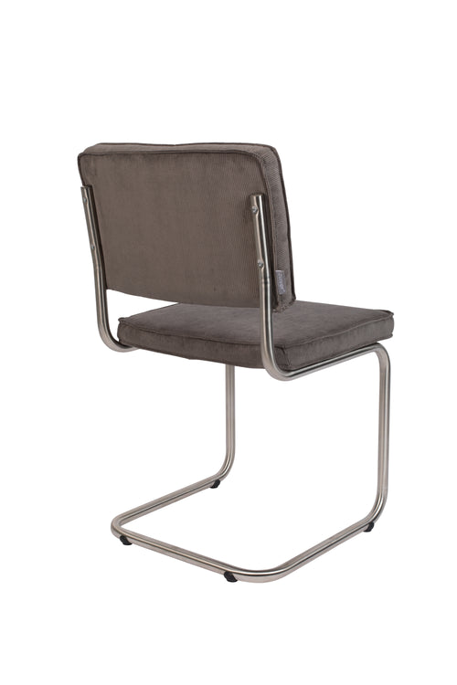 Zuiver Ridge Rib Brushed Eetkamerstoelen Grijs - Set van 2 - vtwonen shop