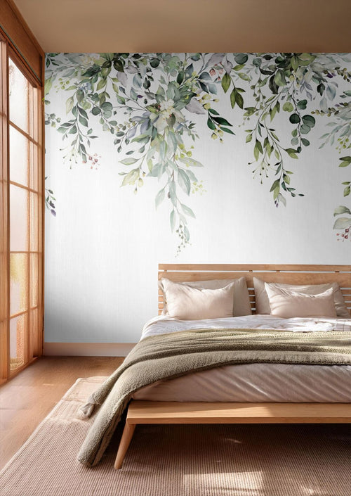 Sanders & Sanders fotobehang bladeren wit en groen - 375 x 270 cm - 601434