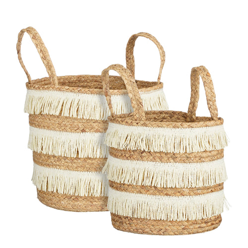 Mica Decorations Opbergmand - Set van 2 - H30 x Ø32 cm - Waterhyacint - Bruin - vtwonen shop