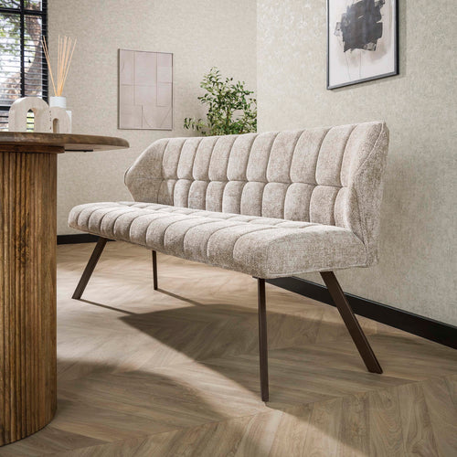 Giga Living Eetkamerbank Raster - Zand/Bruin - 180x60x80cm