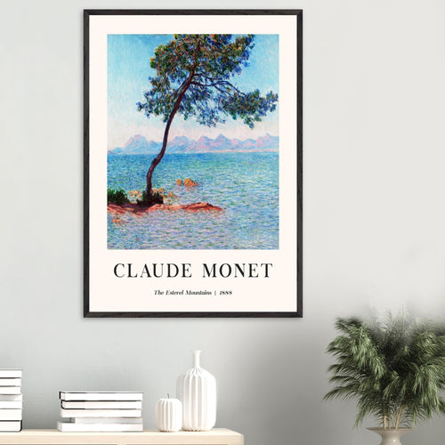 Artfulprints Poster met Lijst Claude Monet - The Esterel Mountains   - 30x40 cm - Turquoise