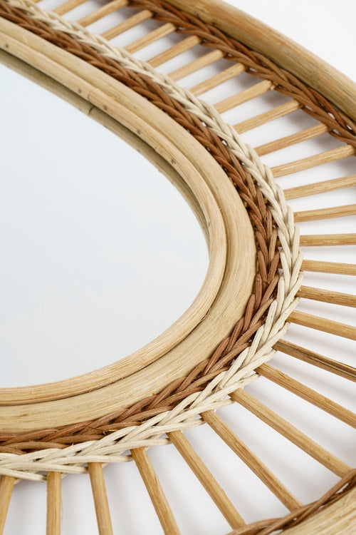 Mica Decorations Oval Wandspiegel - L59 x B40 x H3 cm - Rotan - Lichtbruin - vtwonen shop
