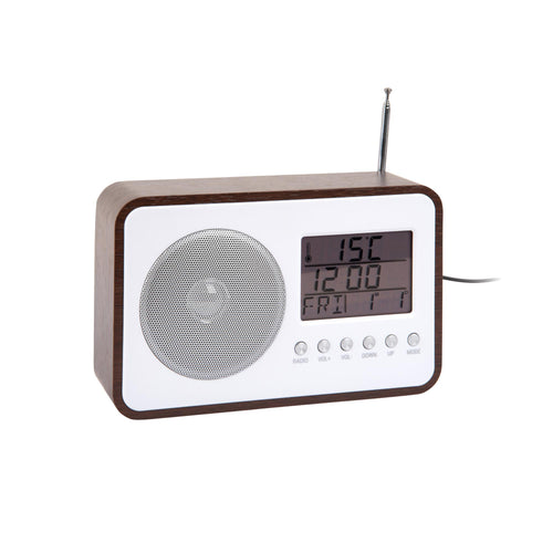 Karlsson wekker FM Radio - bruin - 19.2x6.6x12.5cm - Vaderdag - Vaderdagcadeau - Vaderdag cadeautje voor hem