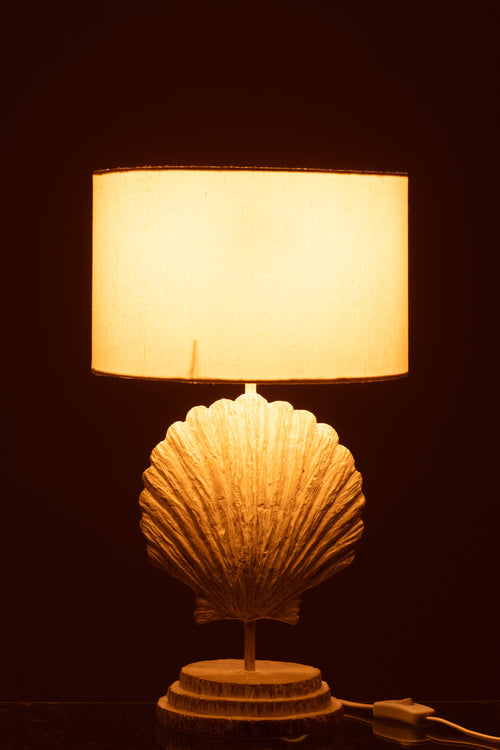 J-Line tafellamp Zeeschelp - polyresin - wit/naturel