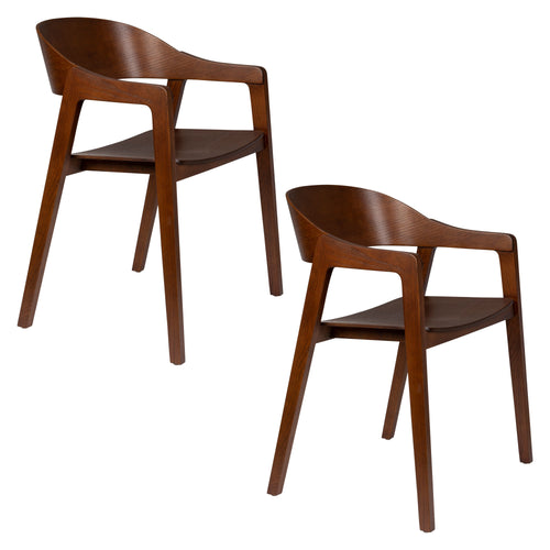 Dutchbone Westlake Eetkamerstoelen met armleuning Hout Walnoot - Set van 2 - vtwonen shop