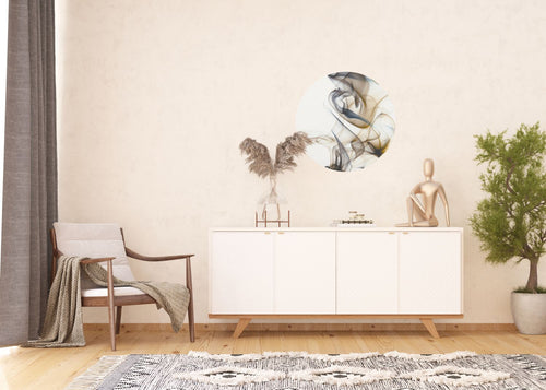 Sanders & Sanders zelfklevende behangcirkel figuratief motief wit, beige en grijs - Ø 70 cm - 601123