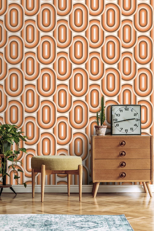 ESTAhome behang retro ornamenten oranje en bruin - 53 cm x 10.05 m - 130983