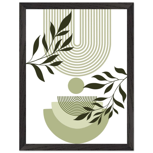 Artfulprints Poster met Lijst Boho – Green curve   - 30x40 cm - Groen
