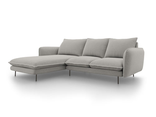 Cosmopolitan Design linker hoekbank Vienna 5-zits, structurele stof, lichtgrijs - 170x255x95cm