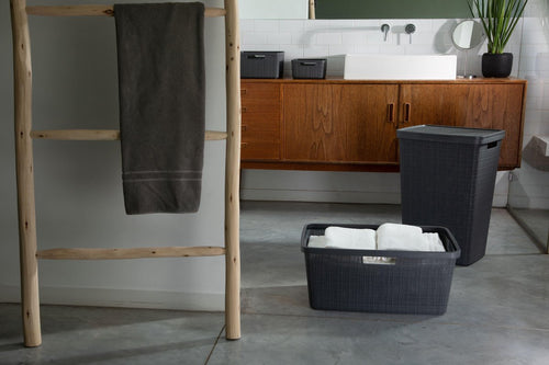 Curver Jute Wasmand met deksel - 58 liter - Donkergrijs - vtwonen shop