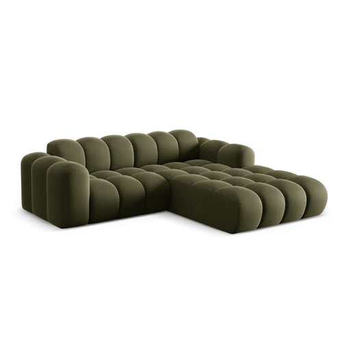 Cosmopolitan Design - Rechter hoekbank Treno 3-zits, flueel groente - 184x240x70cm