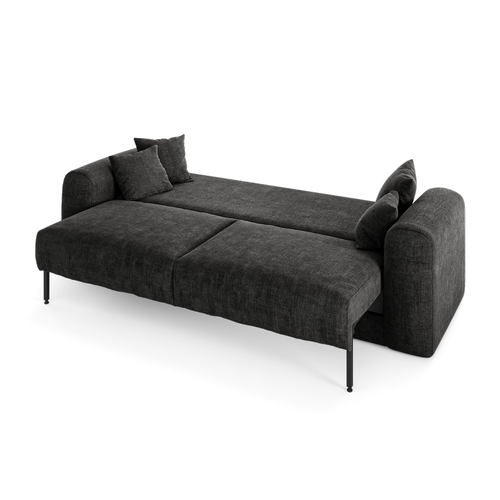 Sia Home - Slaapbank met opbergruimte, notenhout RIO - kruisbinding donker antraciet 250cm