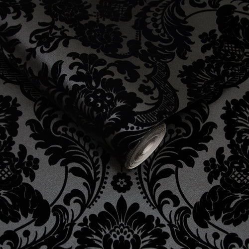 Graham & Brown Vliesbehang - Gothic Damask Flock Noir - 10mx52cm - vtwonen shop