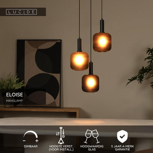 Lucide hanglamp ELOISE - 3xE27 - Zwart